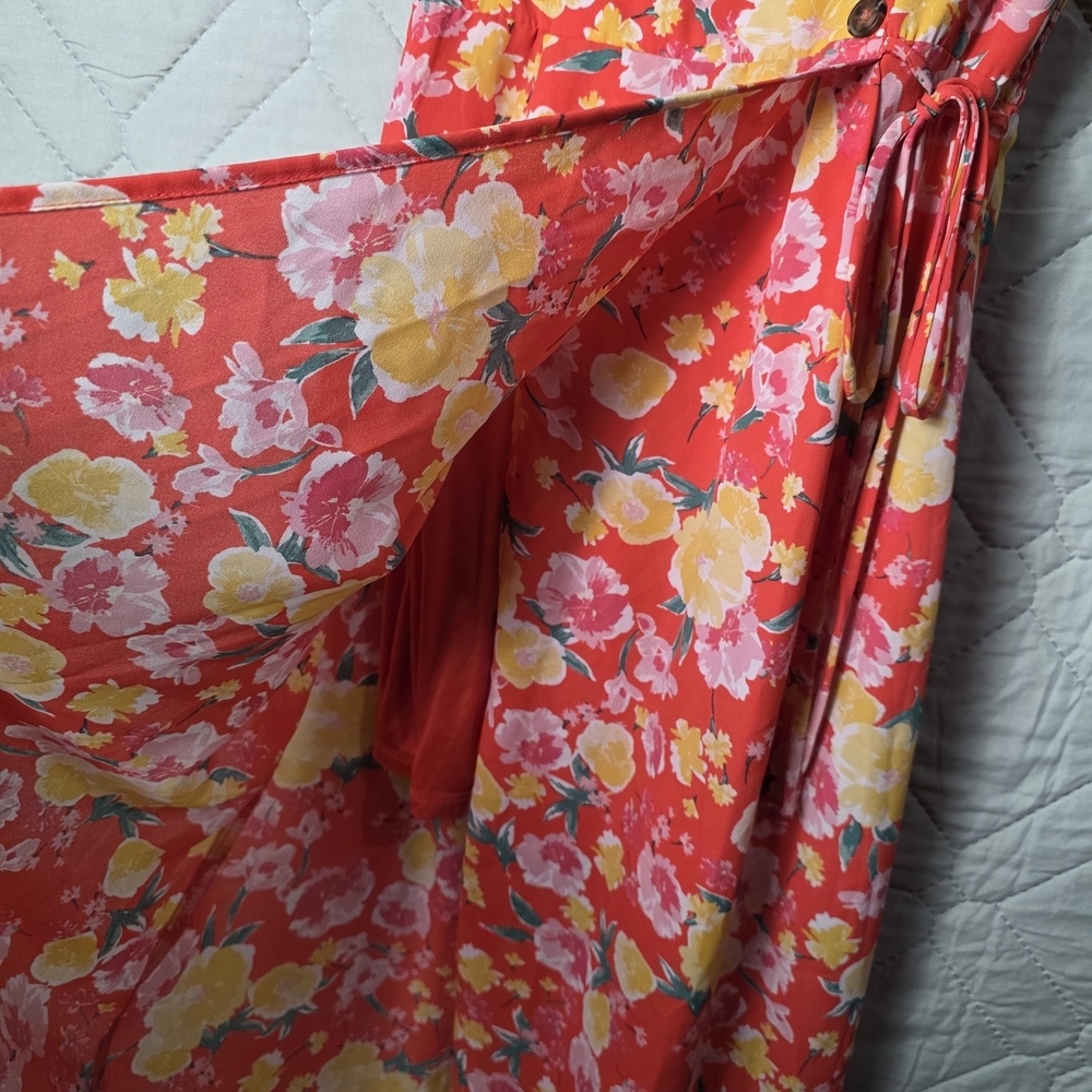 Sienna Sky Orange Size XS
 Floral Short Sleeve Dress midi
Lightweight fabric - Picture 8 of 11
